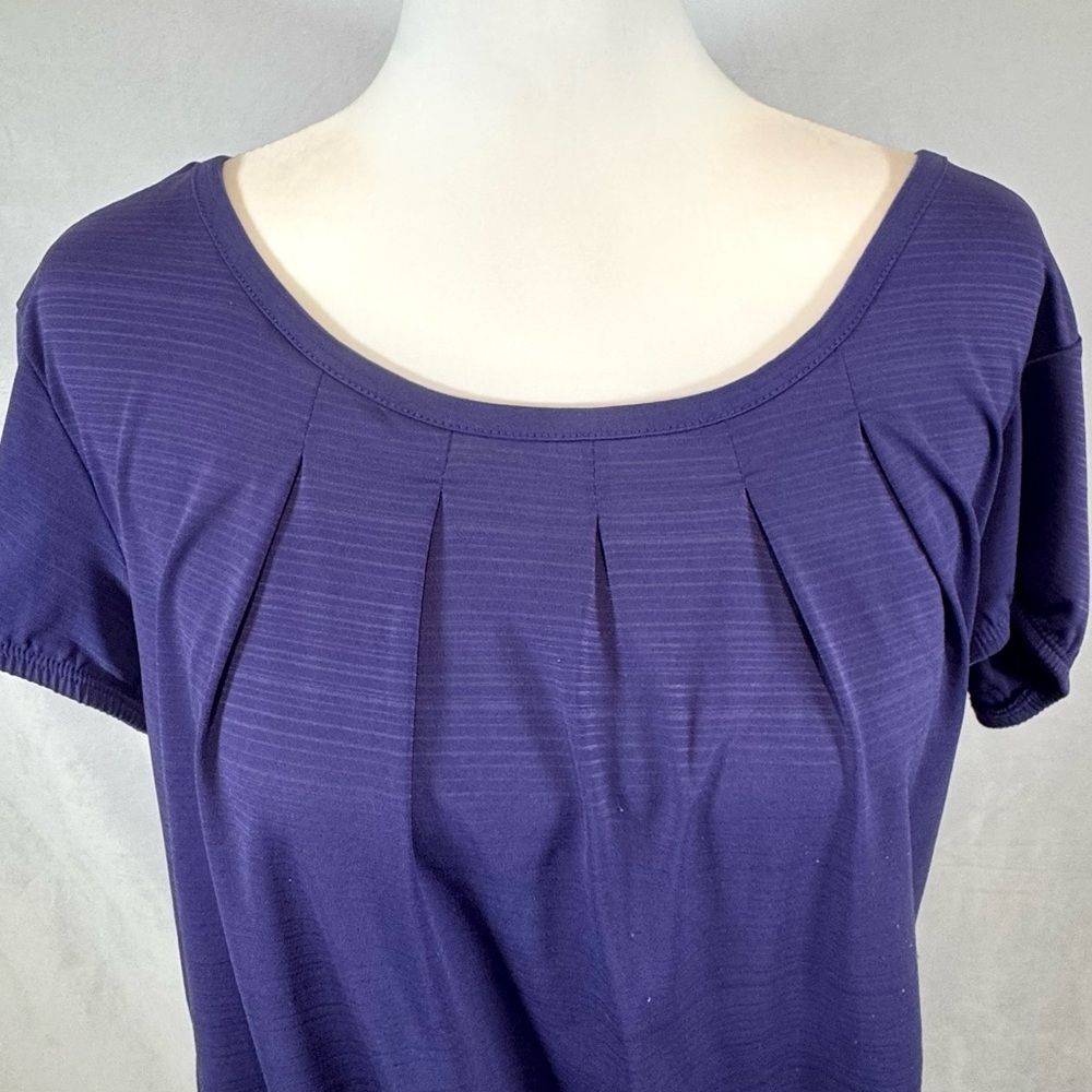 Ab Studio Plum Purple Twisted Open Back Smocked Blouson Top Size Large — image 3 of 7
